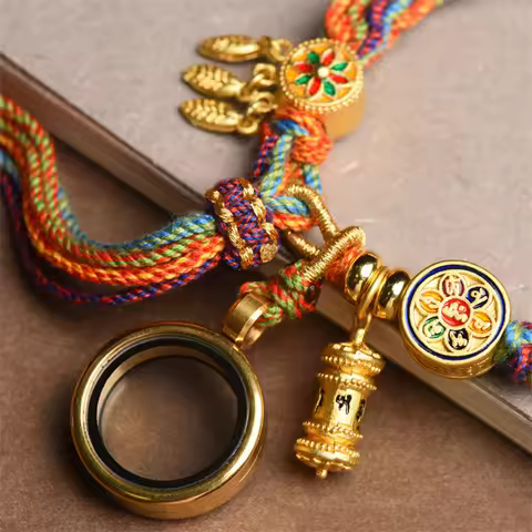 Hand-woven Tibetan Style Bracelet Zakiram Bracelet Green Tara Five Master Thangka Bracelet Tibetan B