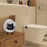 1pc Cute Black Cat Tissue Holder - Stylish Bathroom Organizer & Decorative Accessory, Self-Adhesive 