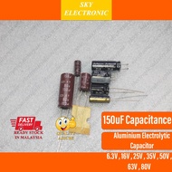 150uF Aluminum Electrolytic Capacitor 6.3v 10v 25v 35v 50v 63v 80v