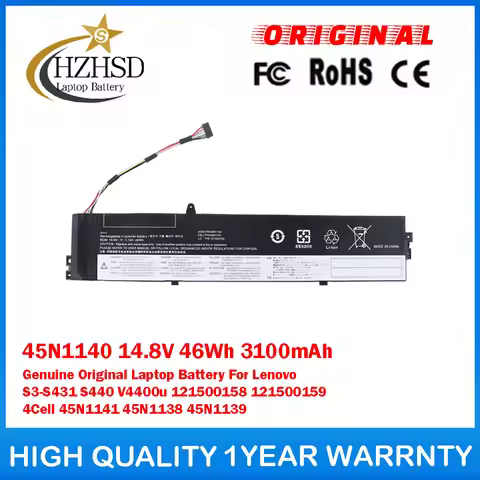 45N1140 14.8V 46Wh 3100mAh Genuine Original Laptop Battery For Lenovo S3-S431 S440 V4400u 121500158