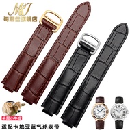 Suitable for Cartier Blue Balloon Watch Strap Genuine Leather Men Women Substitute Convex Cartier Bl