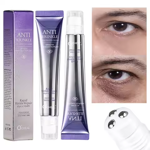 O'CHEAL 2Pcs Rollerball Massager Moisturizing Eye Cream Anti Dark Circle Firming Eye Cream Serum Hya