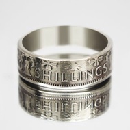 英國硬幣戒指 2 先令 1966 年硬幣戒指男士硬幣戒指禮物