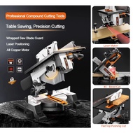 Wood Miter Saw Table Top Wood Aluminium Saw 0~45° Cutting Top Platform 255mm or Inches 1800 watts Miter Saw