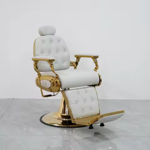 Custom Hot sale White Gold Luxury Design hair Salon Equipment Wholesale Portable Salon Shop Barber C