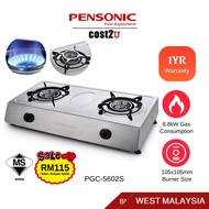 [𝘽𝙪𝙗𝙗𝙡𝙚 𝙋𝙖𝙘𝙠𝙞𝙣𝙜] Pensonic 2 Burner Stainless Steel Gas Cooker | PGC-5602S PGC5602S (Gas Stove Dapur 