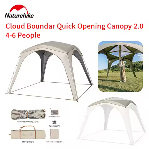 Naturehike Cloud Boundar Quick Opening Canopy 2.0 Four Corners Aluminum Poles 4-6 People Quick Setup