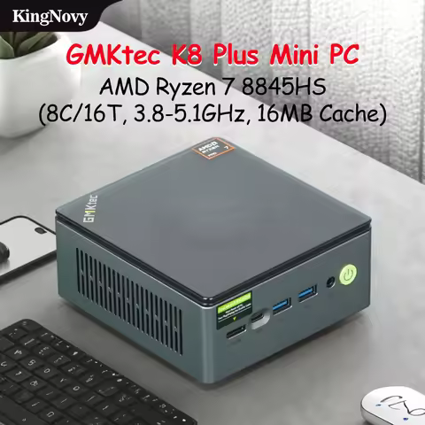 GMKtec K8 Plus Mini PC, AMD Ryzen 7 8845HS (8C/16T), OCuLink, 2×USB4, 2×DDR5, Dual 2.5G LAN, Win11 P