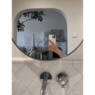 Light Luxury Oval Bathroom Mirror Cabinet Wall-Mounted Stainless Steel Bathroom Mirror Cabinet with 