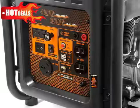 GN400i RV-Ready 4000-Watt Open Frame Inverter Generator, CARB Compliant, Black/orange