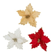 [yiodusi] Artificial Flowers Glitter Christmas Flower Garland Decors Pendant Table Centerpiece Ornam