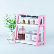 Rak Bumbu Dapur Kayu / Rak Serbaguna Pink
