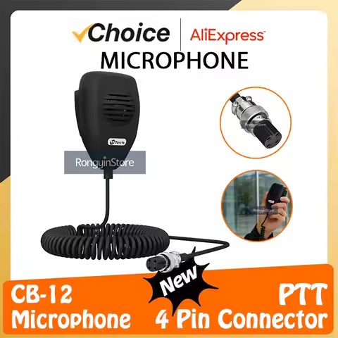 CB-12 Radio Microphone 4 Pin Ham Mic Mobile Car CB Radio Speaker PTT Accessories For Cobra PR4000 PR
