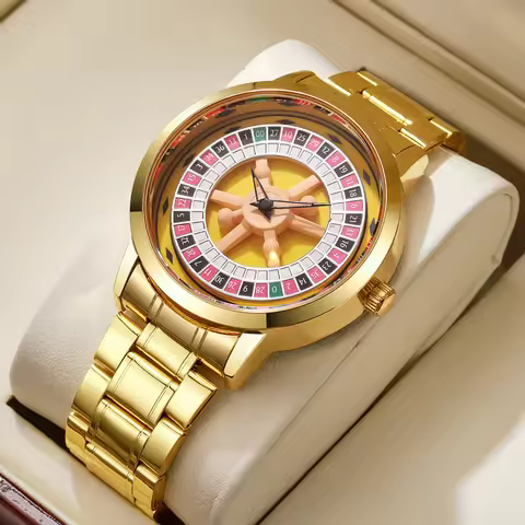 Men Quartz Watch Unique Roulette Turntable Wristwatch Personality Male Fashion Dress Watch Novelty G