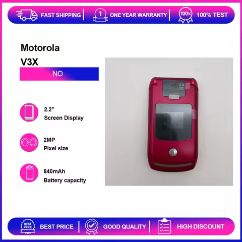 Refurbished Unlocked Motorola V3X 2MP 840mAh Phone 2G/3G English Keyboard Good Condition Only Suppor