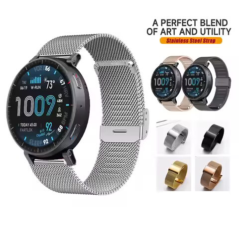 20 22mm Metal Band Fashion Milanese Stainless Steel Strap For Huami Amazfit Active max / Active3 Pre