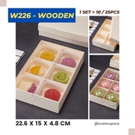 [10/ 25 pcs] W226 Wooden Cake Box Mooncake Cake Box 22.6 x 15 cm - Removable 6-Section Model