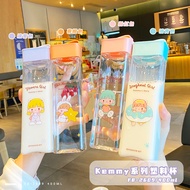 Square Plastic Water Bottle, Gym Water Bottle, School Water Bottle, Going Out - Capacity 400ml