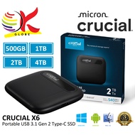 CRUCIAL X6 PORTABLE EXTERNAL SSD USB 3.1 GEN-2 SOLID STATE DRIVE WITH DROP PROOF UP TO 6.5FT/2 METER