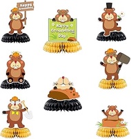 Happy Groundhog Day Honeycomb Centerpieces Cute Cartoon Animals Theme Decor for February 2nd Holiday