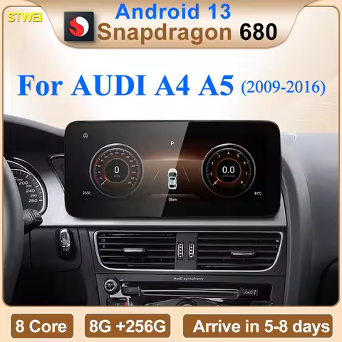 Qualcomm Snapdragon 680 6225 2.4GHz Wireless CarPlay Android Auto For AUDI A4 A5 B8 Multiledia Playe
