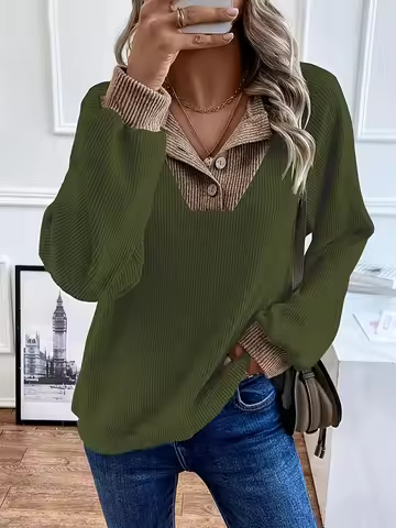 Green Women's plus size top spring chic and elegant top suitable for casual women's fashionable top 