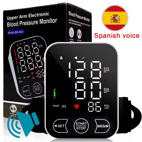 Spanish Voice Portable Tonometer Digital LCD Tensiometers Blood Pressure Monitor Heart Rate Meter La