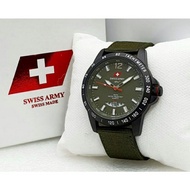 Jam Tangan Pria Swiss Original Army dhc 3777 Bahan Kanvas Tanggal Akti