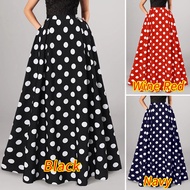 Skirt Polkadots Tema Retro 60an 70an Saloma Pramlee Polka Dot High Waist Party Swing Pleated Dinner 