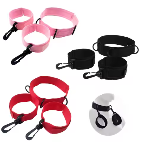 Kit BDSM Restraint Set Wrist Cuffs Collar Adjustable Nylon Strap Bondage Kit for Couples Role Play A