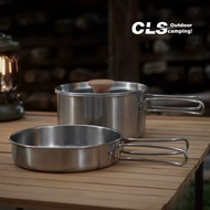 CLS Two-Piece Set 304 Stainless Steel Cookware Ultra-Lightweight Camping Outdoor Picnic Tableware Mo