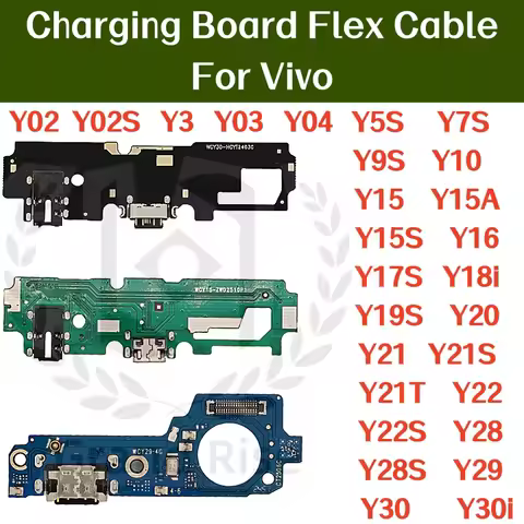 USB Charging Board Flex Cable For Vivo Y02S Y03 Y04 Y5S Y7S 9S 10 15A S 16 17S 18i 19S 20 Y21S Y21T 