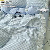 3 Piece Sheet Set pink plaid duvet cover Set , comfortable Bedding Set Bedspread for All Season Sof