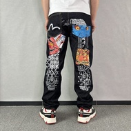 Evisu Straightcut Casual Loose Slack Jeans Men Fashion Denim Long Pants