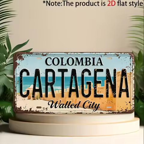 Cartagena Colombia "Walled City" Retro Historic Aluminum Tin Sign Wall Art Decor for Garage Bar Man 