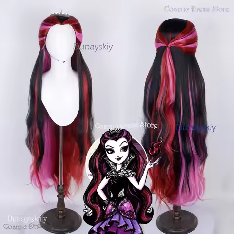 Halloween Elf Monster Queen Cosplay Wig Raven Pink Purple Black Mixed Color Ever After Women Rolepla