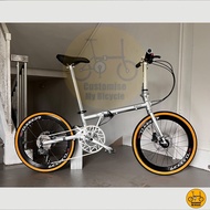 Fnhon Gust 22“ • 9 Speeds Shimano Litepro Innova Foldable Foldie Folding Fold Bike Bicycle 451 Silver Glossy Dahon Tern