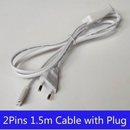 2 Pins EU Plug with Switch 1.5m T4 T5 T8 LED Tube Lamp Connector Cable Wire