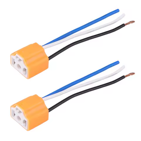 2Pcs Female Ceramic Headlight Connector Plug Adapter Socket for H4/9003/HB2 H4 Headlight Connector