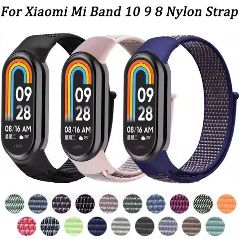 Nylon Loop Strap for Xiaomi Mi Band 10 9 8 NFC Smart Watch Breathable Wristband Correa for Mi Band 1