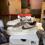 AF1 Air Force No. 1 White Brown Low-cut Casual Sports Sneakers - Women's Size 37.5