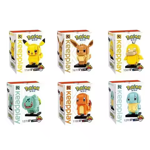 Keeppley Pikachu Eevee Building Blocks Pokémon Peripherals Charmander Squirtle Model Kawaii Birthday