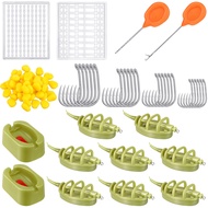 88 Pcs Carp Fishing Hair Rigs Kit Includes 24 Curved Barbed Carp Hook 50 Fake Corn Lures 2 Line Bait