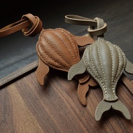 Handcrafted Humpback Whale Leather Bag Charm - Humpback Whale Leather Keychain & Whale Charm & Whale