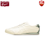 100% Original Onitsuka Tiger Authentic New Tiger Mexico 66 Retro Comfort Running Shoes Unisex Leather Sport Sneakers for Men Women Ladies Walking Jogging Shoe White Pink Green Tail