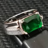 925 Pure Silver Mens Ring With Green CZ Stone. Cincin Perak Lelaki Dengan Batu Zircon Hijau.