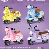 Cute Fun Electric Motorcycle Plug-In Building Blocks Small Tram Educational Plug-In Toy Girl Boy Gif