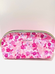 【 全新 】JILL STUART 粉紅色花花圖案膠質拉鍊化妝袋( 化妝包/ PVC/Zip Bag/ Pink/ Floral Patten/ New )