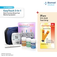 EasyTouch GCU Cholesterol, Glucose, Uric Acid Test Meter Set, Bundle with 25’s Uric Acid Test Strips