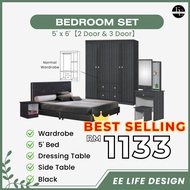 [EE LIFE DESIGN] SET BILIK TIDUR 5' X 6.5' / BEDROOM SET 5' X 6.5 ' / WARDROBE 2 DOOR & 3 DOOR